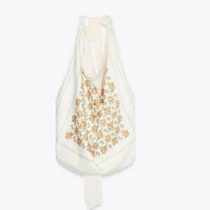 Zara floral Halter Top - Cream